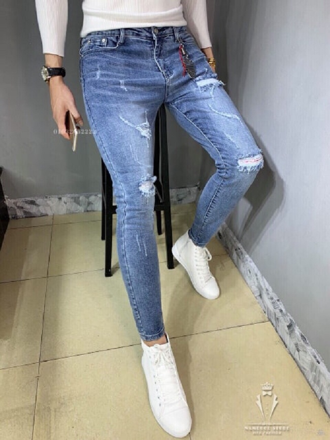 QUẦN JEANS NAM RÁCH GỐI ĐÙI PHONG CÁCH