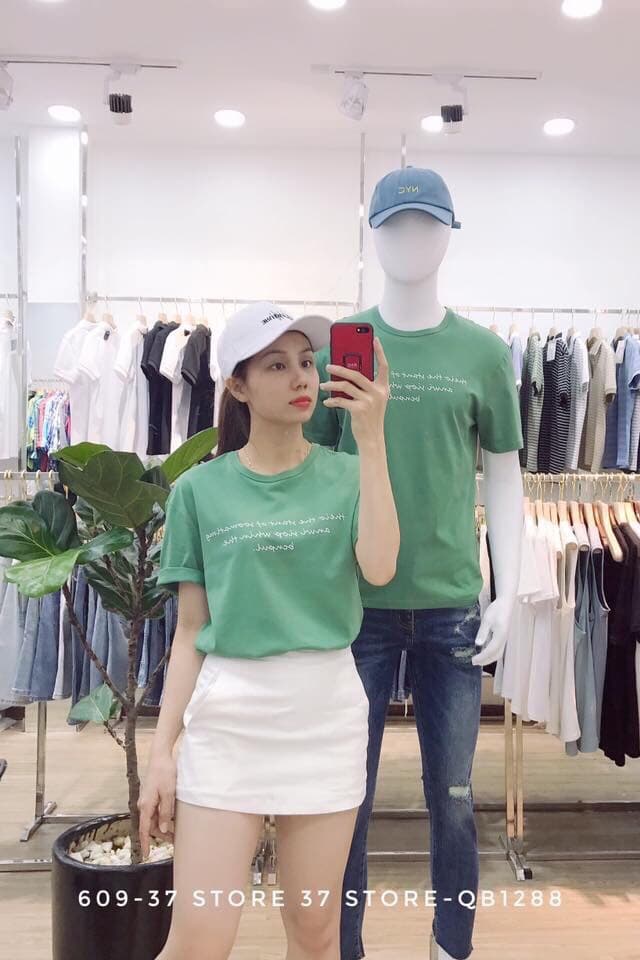 ÁO THUN CẶP CHỮ THANH LỊCH ĐƠN GIẢN