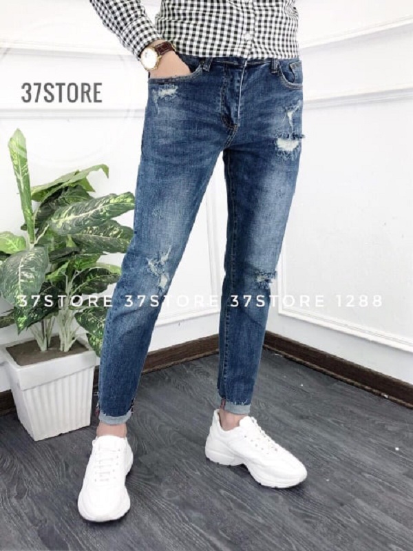 QUẦN JEANS NAM SƠN MÀU NHẤN GỐI
