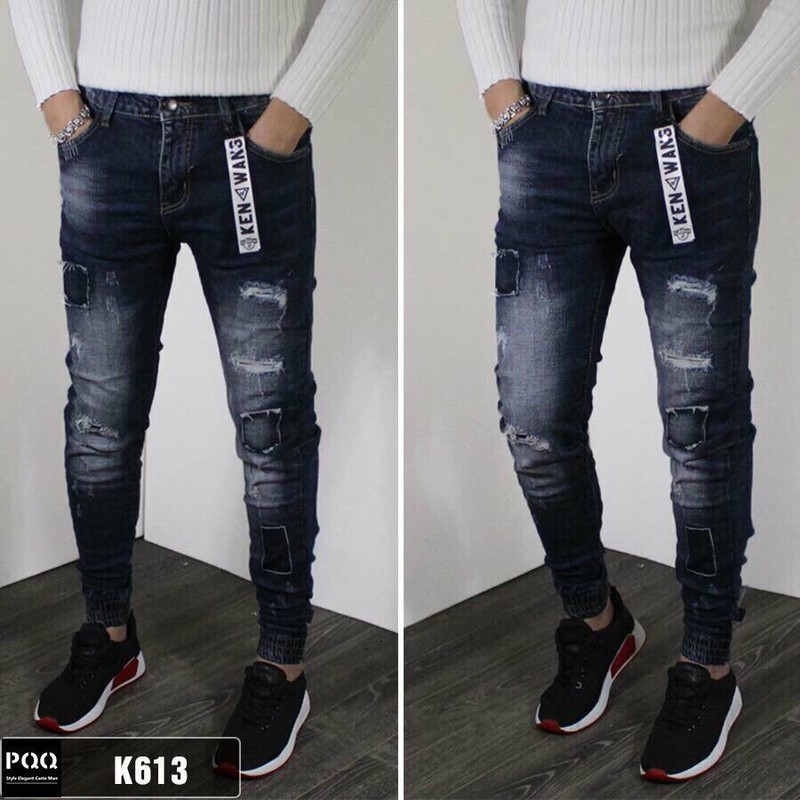 QUẦN JEANS RÁCH THEO KHỐI VUÔNG KÍN