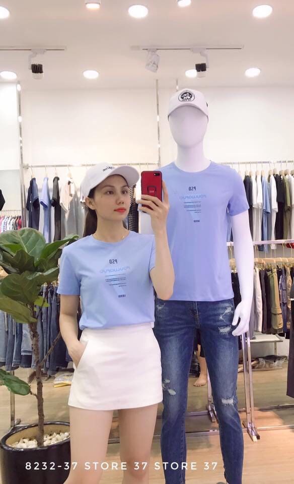 ÁO THUN CẶP NAM NỮ HỌA TIẾT SỐ CHÌM HIỆN ĐẠI