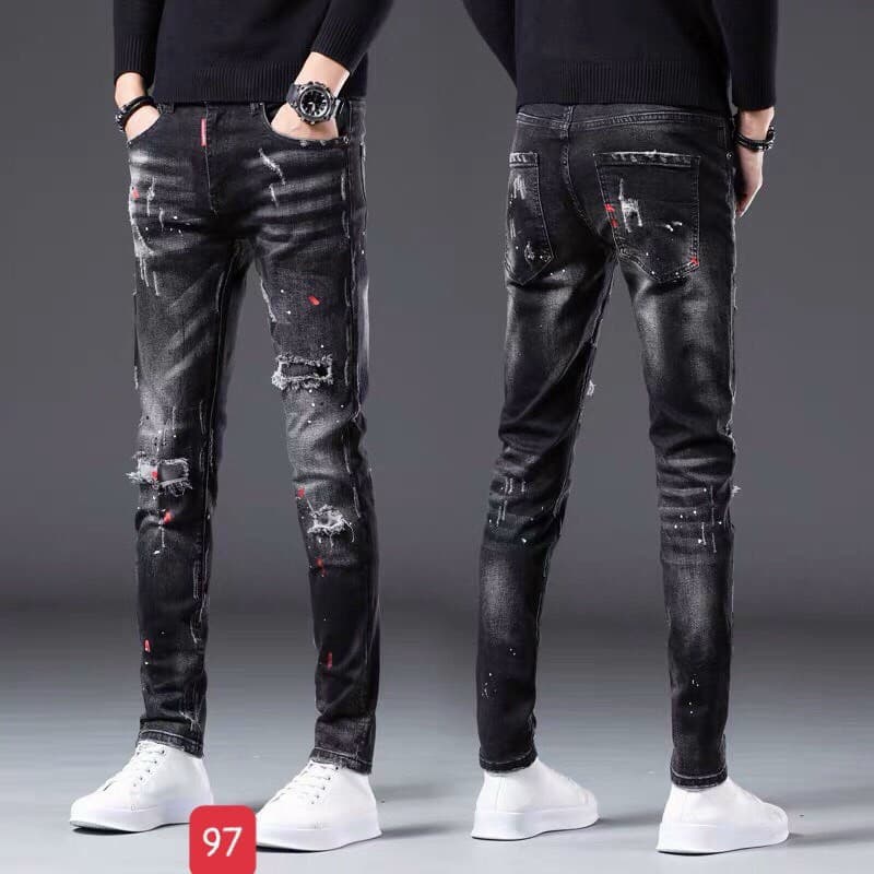 QUẦN JEANS NAM THÊU CHỈ MÀU CAO CẤP