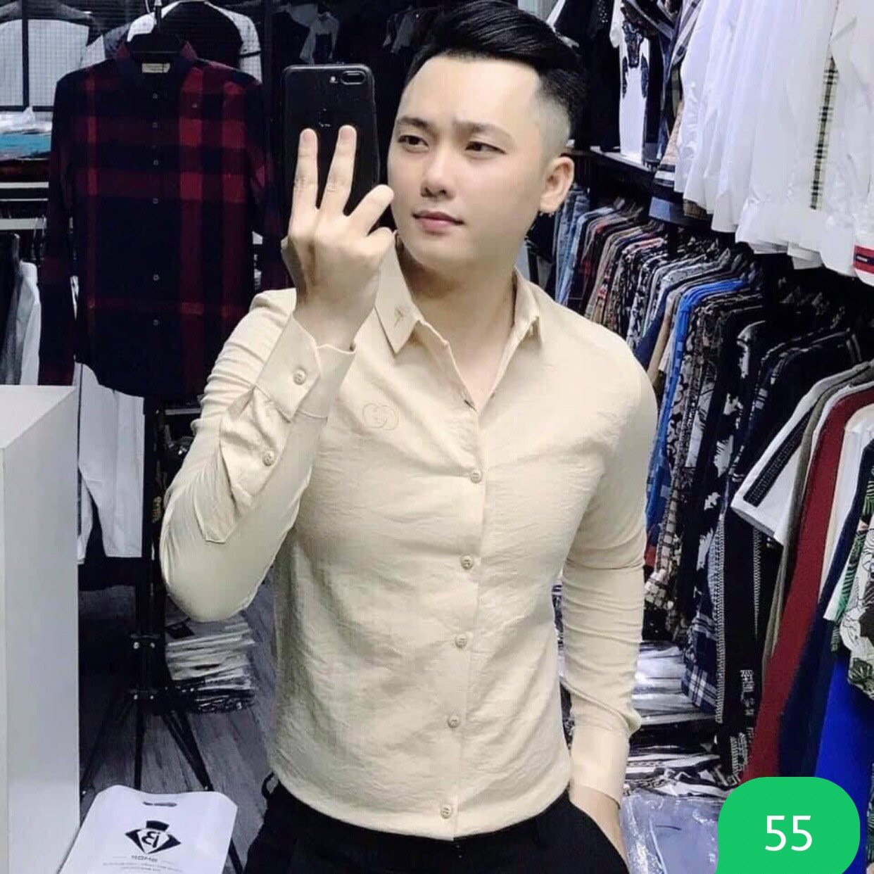 ÁO SƠ MI NAM DÀI TAY CHẤT LIỆU ĐŨI THÊU CHỮ ĐẸP MẮT