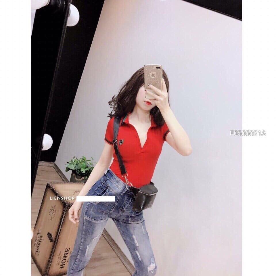 ÁO THUN NỮ ĐẸP CÓ CỔ NGẮN TAY