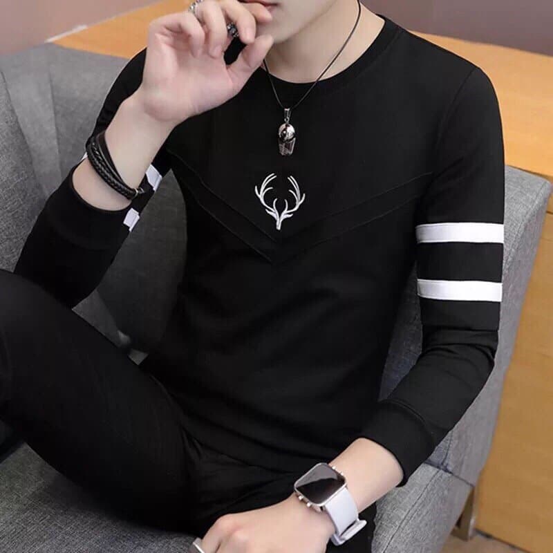 Áo thun nam tay dài phối sọc thời trang