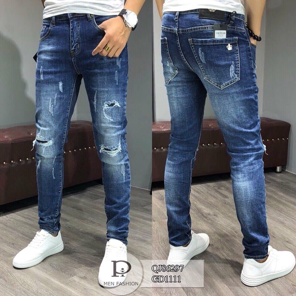 QUẦN JEANS NAM RÁCH KẾT HỢP XƯỚC TÚI TINH TẾ