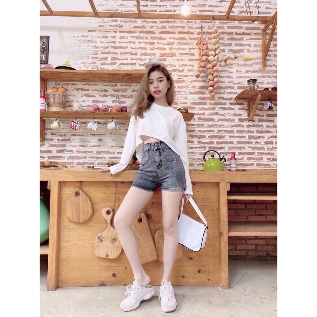 QUẦN SHORT JEANS NỮ LƯNG CAO CÓ 2 TÚI CHẤT JEANS ĐẸP